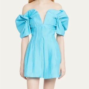 Cult Gaia Nile Asal Ruffled Off-Shoulder Mini Silk Dress - Cocktail - Like New!